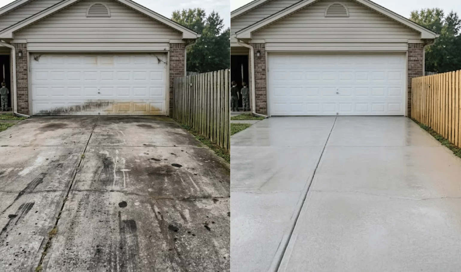 Allée de garage avant et après
